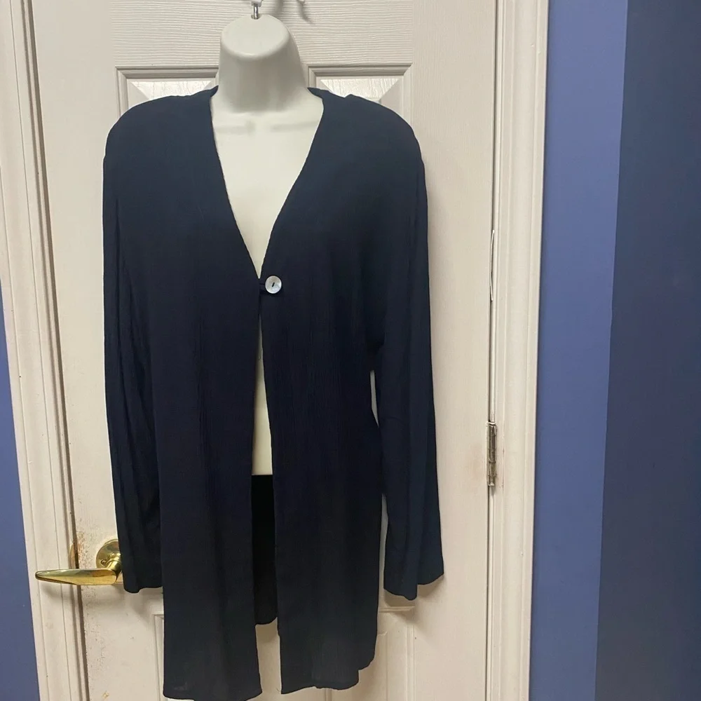 Jaclyn Smith Women's Blue Cardigan Sz large one Button Front Long Sleeve